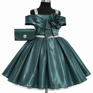 Elegant emerald green satin formal dress