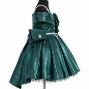 Elegant emerald green satin formal dress
