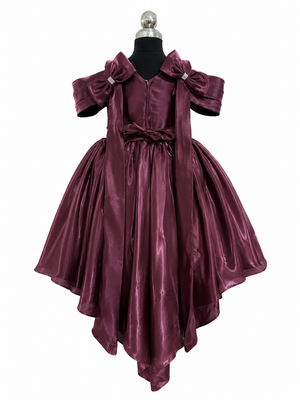 Elegant Maroon Satin BallGown