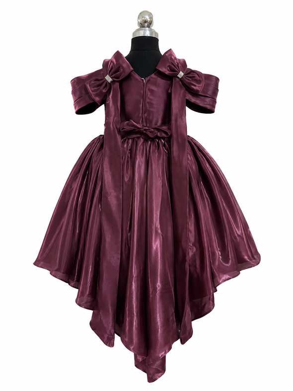 Elegant Maroon Satin BallGown