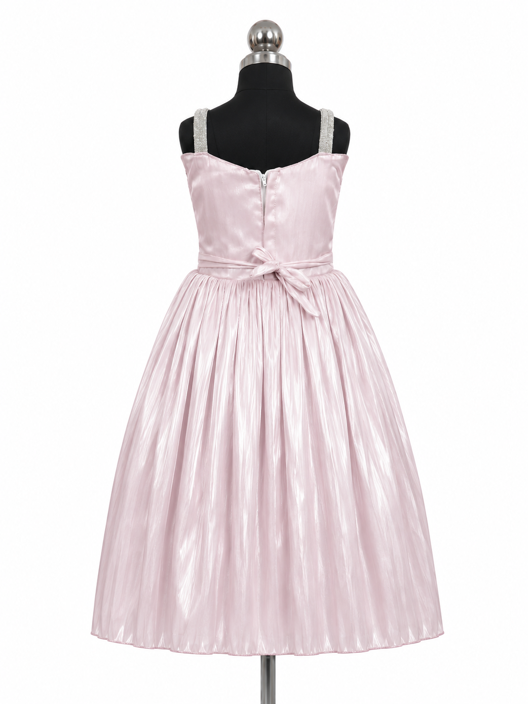 Pastel pink party dress with butterfly embellishments