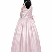 Pastel pink party dress with butterfly embellishments