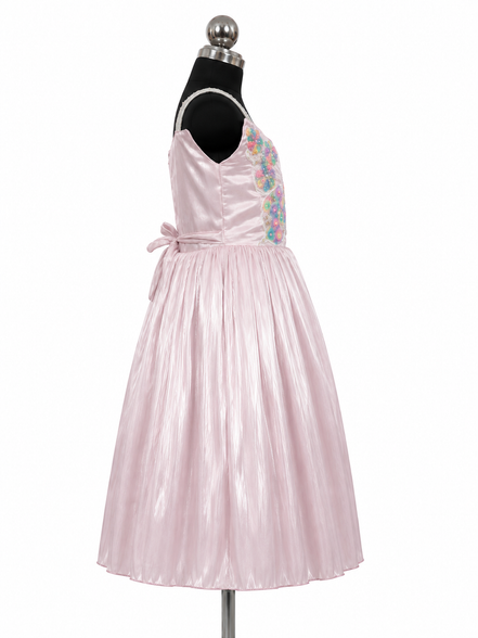 Pastel pink party dress with butterfly embellishments